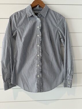 Banana Republic Navy & White Vertical Stripe Button-Down Shirt
